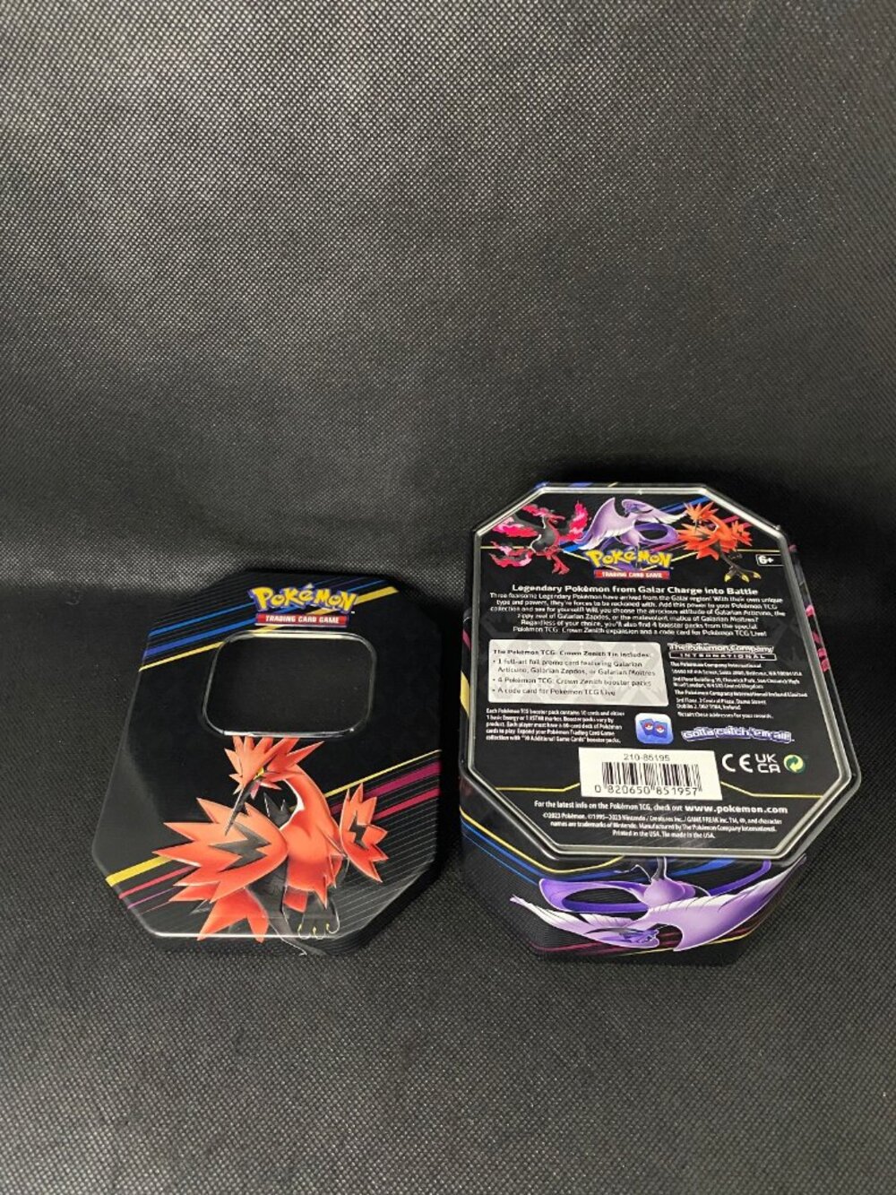 Empty Galarian Zapdos Legendary Pokemon Crown Zenith Tin Storage Container